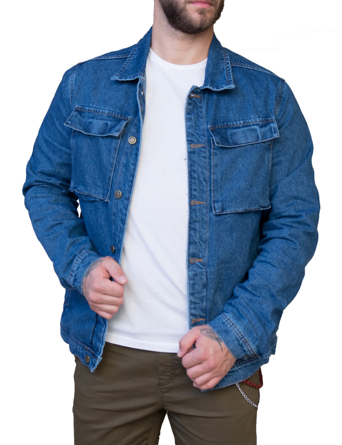 Ανδρικό μπλε σκούρο τζιν Jacket με τσέπες 563221W φωτογραφία